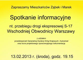 obraz-1 na stronie o tytule: Spotkania informacyjne dotyczące przebiegu Wschodniej Obwodnicy Warszawy na odcinku "Drewnica" – "Zakręt"