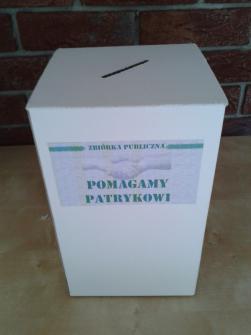 obraz-1 na stronie o tytule: Zaczęliśmy zbiórkę! " POMAGAMY PATRYKOWI